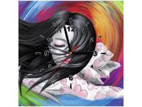50X50CM ZEGAR OBRAZ STEREO WOMAN TWARZ ABSTRAKCJA MULTIKOLOR DREWNO
