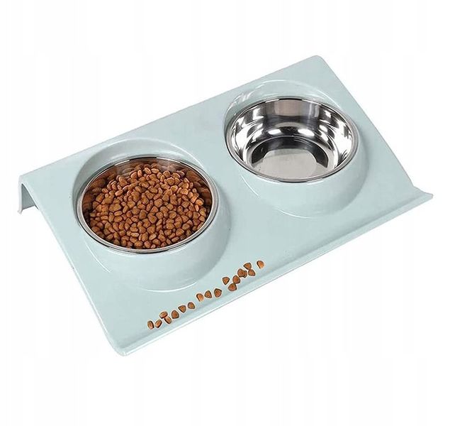 PODWÓJNA MISKA STALOWA DLA PSA KOTA STOJAK PODSTAWKA 2x450ml NA KARMĘ WODĘ zdjęcie 10