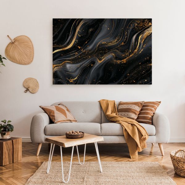 Obraz Do Sypialni Czarny Marmur Styl Glamour Abstrakcja 100cm x 70cm zdjęcie 3