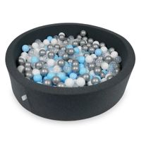 Suchy basen 110x30cm grafitowy z piłeczkami 400szt (jasnobłękitne, srebrne, przezroczyste, białe)