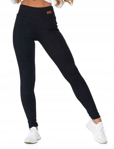 Legginsy z Wysokim Stanem Kryjące Czarne Klasyczne Getry Modne MORAJ S/M na Arena.pl