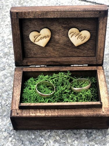 DREWNIANE PUDEŁKO NA OBRĄCZKI BRĄZOWE MECH ŚLUB na Arena.pl