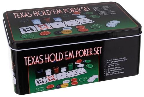 Zestaw do Gry w Pokera - 200 ŻETONÓW + 2 Talie + Zielone Sukno +Puszka na Arena.pl