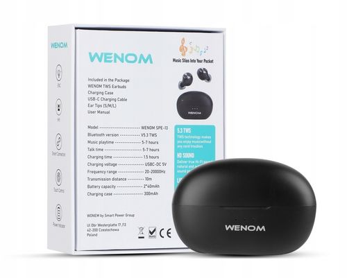 SŁUCHAWKI BEZPRZEWODOWE DOKANAŁOWE SPE-13 BLUETOOTH WODOODPORNE 2 mikrofony na Arena.pl