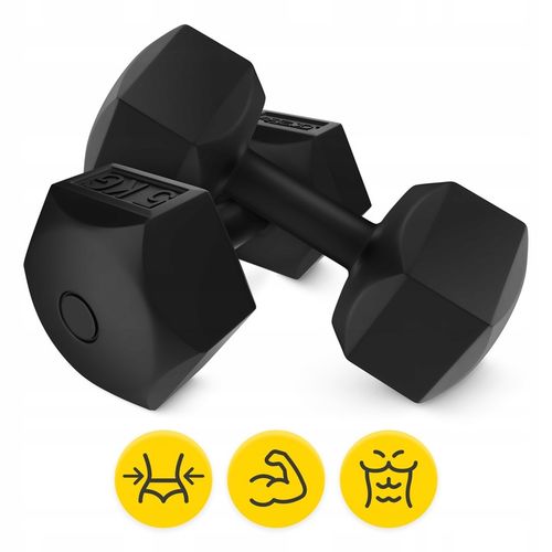 HANTLE BITUMICZNE HANTELKI ZESTAW DO ĆWICZEŃ FITNESS SIŁOWNIA TRENING 2x5kg na Arena.pl