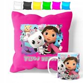 ZESTAW: KUBEK + POSZEWKA - KOCI DOMEK GABI - PREZENT WIELE WZORÓW + IMIĘ