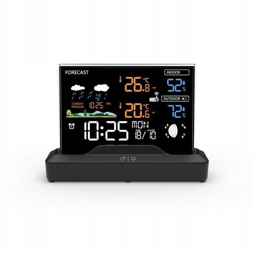 Podświetlana bezprzewodowa stacja pogodowa termometr barometr zegar na Arena.pl