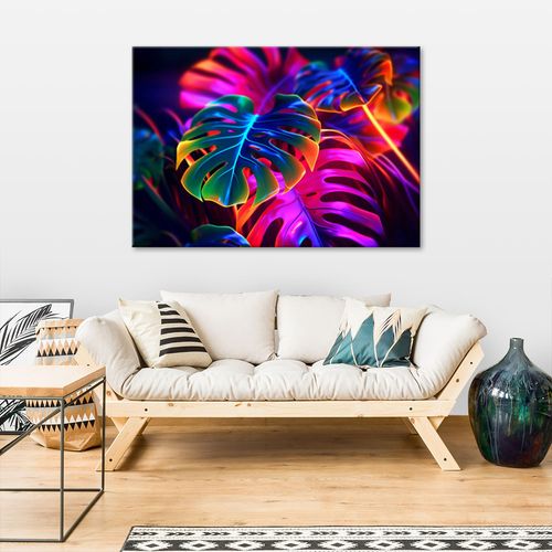 Obraz na płótnie,  Monstera fluorescencyjne liście 120x80 na Arena.pl