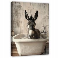 OBRAZ OSIOŁ W WANNIE ZWIERZĘTA PIONOWY DO ŁAZIENKI NA PŁÓTNIE ŚCIANĘ 60x40