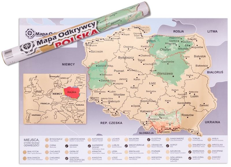 MAPA ODKRYWCY - POLSKA - ULEPSZONA ZDRAPKA zdjęcie 1