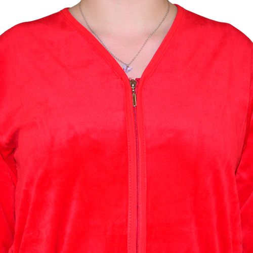 Ciepły bawełniany szlafrok podomka welurowa Rozmiar: 4XL, Kolor: Czerwony na Arena.pl