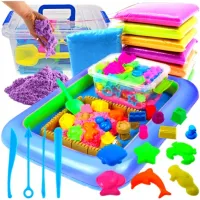 PIASEK KINETYCZNY 3kg +BASEN FOREMKI ŁOPATKA PATYCZKI PIASKOWNICA ZESTAW XL