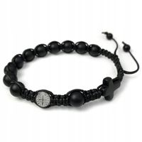 MĘSKA bransoletka RÓŻANIEC sznurkowy na rękę z kamieni ONYKS