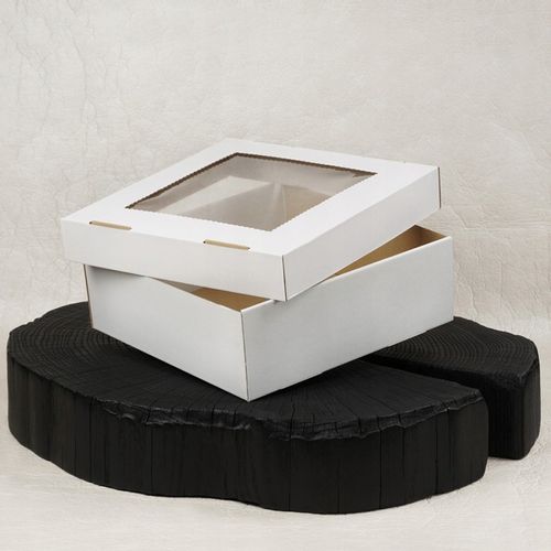 Pudełko karton na muffiny pączki 30x30x10 cm białe opakowanie z okienkiem na Arena.pl