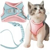 SZELKI DLA KOTA PSA BEZUCISKOWE ODBLASKOWE + SMYCZ SZELECZKI SPACEROWE