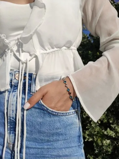 BRANSOLETKA DAMSKA SERCE SERCA ŁANCUSZEK SREBRNA zdjęcie 3