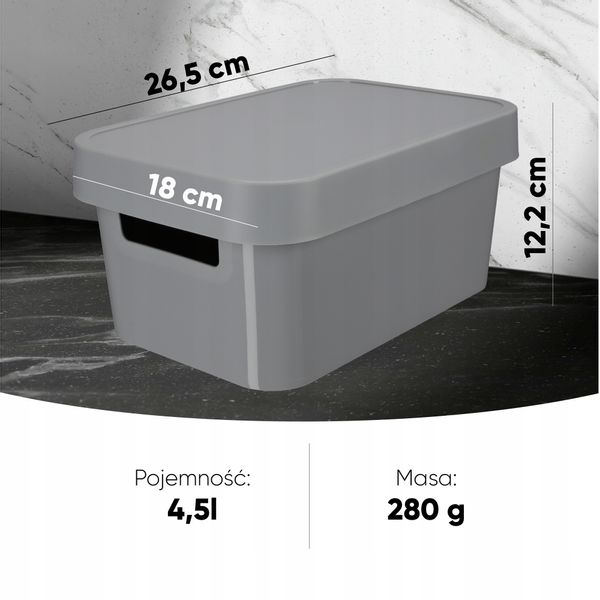 Curver Pojemnik Pudełko Z Pokrywką 4,5 L Szary zdjęcie 7