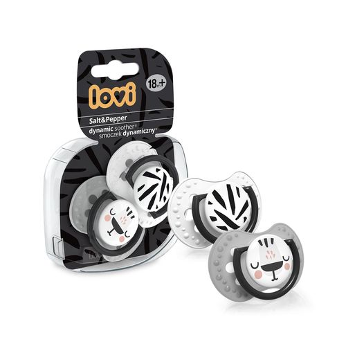 LOVI Smoczek silikonowy dynamiczny 18+m 2 szt  Salt&Pepper na Arena.pl
