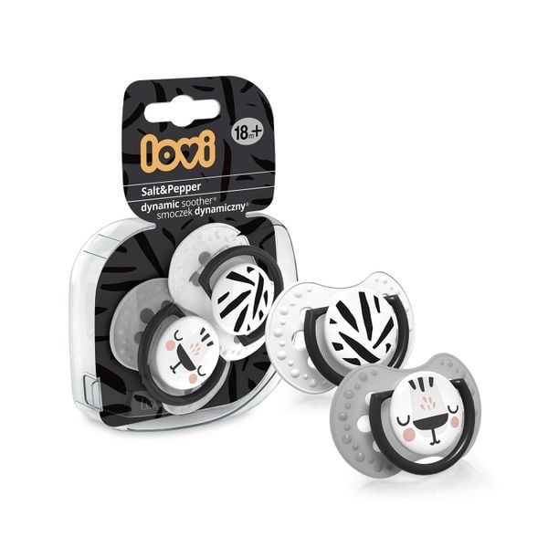 LOVI Smoczek silikonowy dynamiczny 18+m 2 szt  Salt&Pepper zdjęcie 5