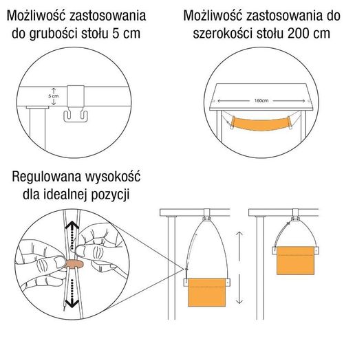 Hamak Na Stopy Xxl Do Biurka Stołu Do 2M Regulacja na Arena.pl