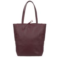 VERA PELLE torebka skórzana shopper na suwak z rzemykami V501 c.bordowa