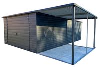 Garaż Blaszany 4x6m+ Wiata 2x3m Brama Uchylna Antracyt Dach Spad  NB146