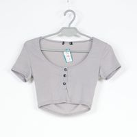 BLUZKA DAMSKA KRÓTKA SZARA ROZMIAR 36