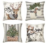 4 szt. Świąteczna poszewka na poduszkę Boże Narodzenie 45 x 45 cm