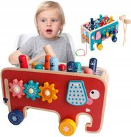 DREWNIANA KOSTKA EDUKACYJNA SŁOŃ WBIJAK Montessori