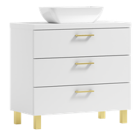 Szafka łazienkowa ROMA 60 biały/GOLD z umywalką Lara