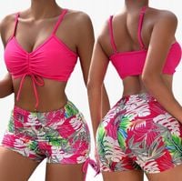 STRÓJ KĄPIELOWY DAMSKI KOSTIUM DWUCZĘŚCIOWY BIKINI WYSOKI STAN SPODENKI M