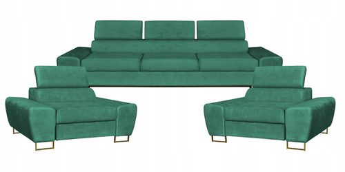 Zestaw mebli wypoczynkowych Bosso Sofa 3os fotele zielone Family Meble na Arena.pl