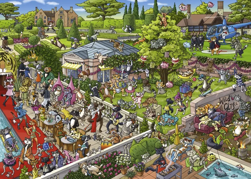 Puzzle 1000 elementów. Kocia impreza (puzzle+ plakat) zdjęcie 2