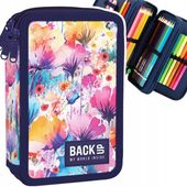 PIÓRNIK SZKOLNY POTRÓJNY 3 komory z wyp BACKUP EW09 PASTELOWE KWIATY WIOSNA