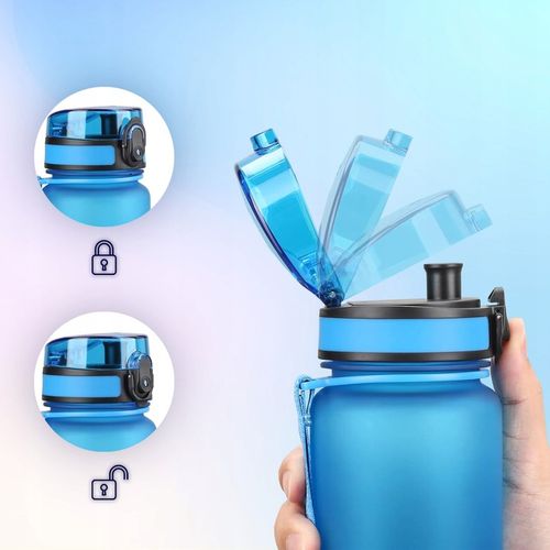 BUTELKA NA WODĘ 1L TRITAN Bidon z miarką motywacyjną niebiesko-turkusowy na Arena.pl