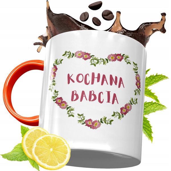 Kubek Pomarańczowy Dla Babci Dzień Babci Prezent Z Nadrukiem Ze Zdjęciem zdjęcie 1