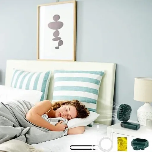 Ręczny Mini wentylator cyfrowy wyświetlacz LCD Zielony zdjęcie 3