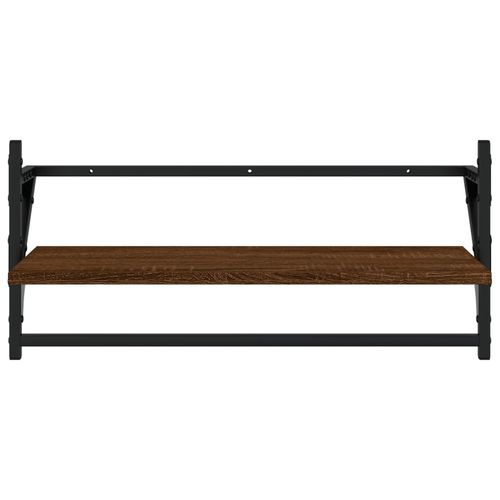 Zestaw 4 półek ściennych z drążkami, brązowy dąb na Arena.pl