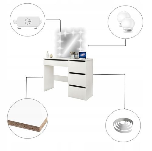 TOALETKA IZA 12 LED Z ŻARÓWKAMI DO WIZAŻU MAKIJAŻ na Arena.pl