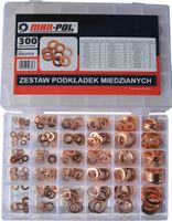 PODKŁADKI MIEDZIANE USZCZELKI ZESTAW PODKŁADEK MIEDŹ MIEDZIANYCH 300 szt