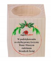 ŚWIECZNIK drewniany Z NADRUKIEM UV TWOJE LOGO ŚWIĄTECZNY reklamowy gadżet