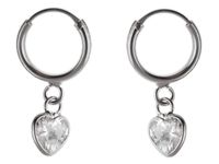 Eleganckie wiszące srebrne kolczyki kółka kółeczka serca serduszka heart cyrkonie srebro 925 K2609