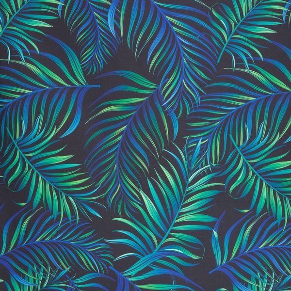 Zasłona gotowa na przelotkach PALMS 140x250 czarna zielona w liście zdjęcie 4