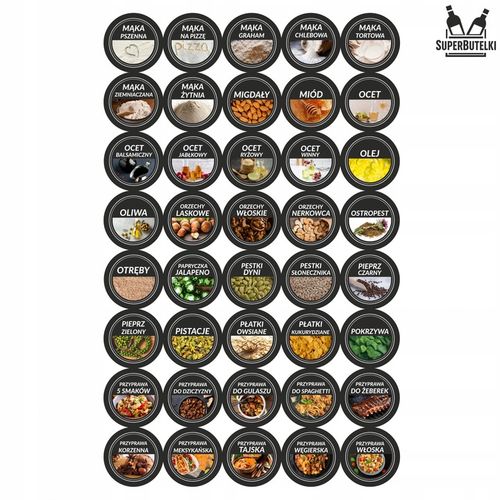 SZKLANE POJEMNIKI NA PRZYPRAWY 24x SŁOICZKI + 200 ETYKIET PRZYPRAWNIK na Arena.pl