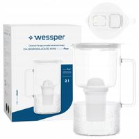 Dzbanek filtrujący szklany Wessper D4 Borosilicate Mini FF WH + filtr