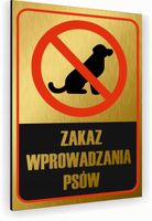 Tabliczka znak informacyjny 40x30 Złota ZAKAZ WPROWADZANIA PSÓW Nierdzewna