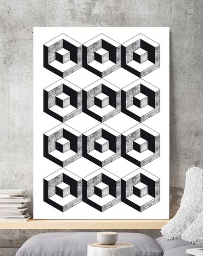 Plakat wzór geometryczny czarnobiały 21x29,7 cm A4 na Arena.pl