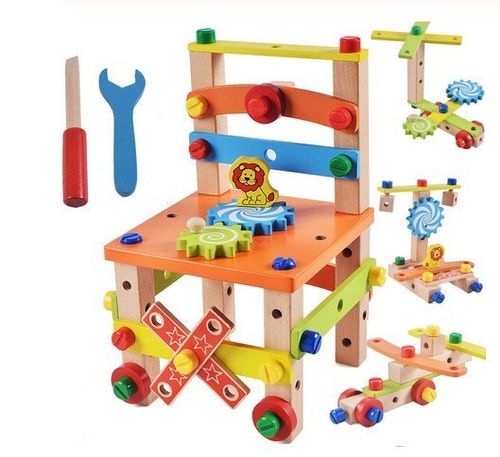 Warsztat krzesło edukacyjne klocki drewniane zestaw konstrukcyjny 49el. na Arena.pl