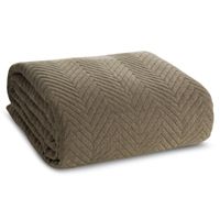 Narzuta pikowana w jodełkę LEN 170X210 ciemnobeżowa