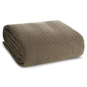 Narzuta pikowana w jodełkę LEN 170X210 ciemnobeżowa